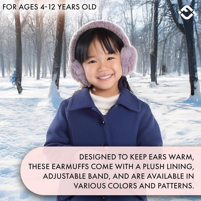 Funky Junque Winter Ear Muffs for Kids Girl Boy Fuzzy Cozy Warm Earmuffs Adjustable Cold Weather Ear Warmer Ages 4-12 - Image 2